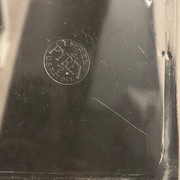 Antique Pyrex 1920s Square Clear Glass Baking Dish With Etched Floral Cover - Picture 3 of 6